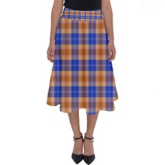 Orange Blue Plaid Perfect Length Midi Skirt by snowwhitegirl