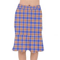 Orange Blue Plaid Mermaid Skirt by snowwhitegirl