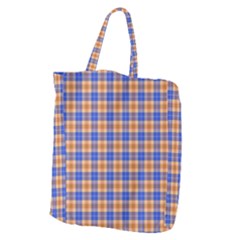 Orange Blue Plaid Giant Grocery Tote