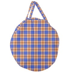 Orange Blue Plaid Giant Round Zipper Tote