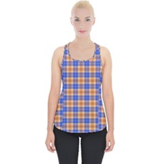 Orange Blue Plaid Piece Up Tank Top