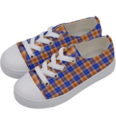 Orange Blue Plaid Kids  Low Top Canvas Sneakers