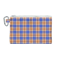 Orange Blue Plaid Canvas Cosmetic Bag (medium)