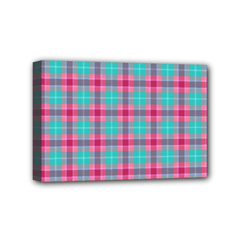 Blue Pink Plaid Mini Canvas 6  X 4  by snowwhitegirl