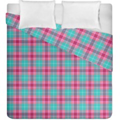 Blue Pink Plaid Duvet Cover Double Side (king Size) by snowwhitegirl