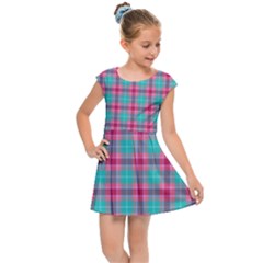 Blue Pink Plaid Kids Cap Sleeve Dress by snowwhitegirl