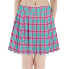 Blue Pink Plaid Pleated Mini Skirt by snowwhitegirl