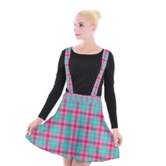 Blue Pink Plaid Suspender Skater Skirt by snowwhitegirl