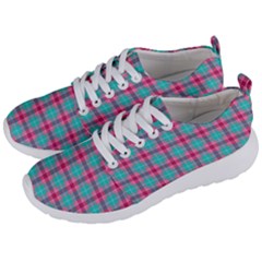 Blue Pink Plaid Men s Lightweight Sports Shoes