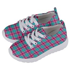 Blue Pink Plaid Kids  Lightweight Sports Shoes