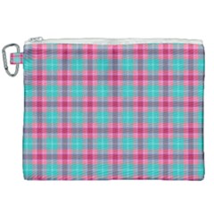 Blue Pink Plaid Canvas Cosmetic Bag (xxl)