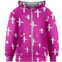 Pink White Cross Kids Zipper Hoodie Without Drawstring View1