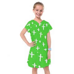 Green White Cross Kids  Drop Waist Dress by snowwhitegirl