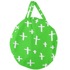 Green White Cross Giant Round Zipper Tote