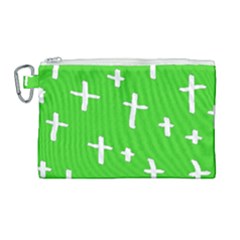 Green White Cross Canvas Cosmetic Bag (large)