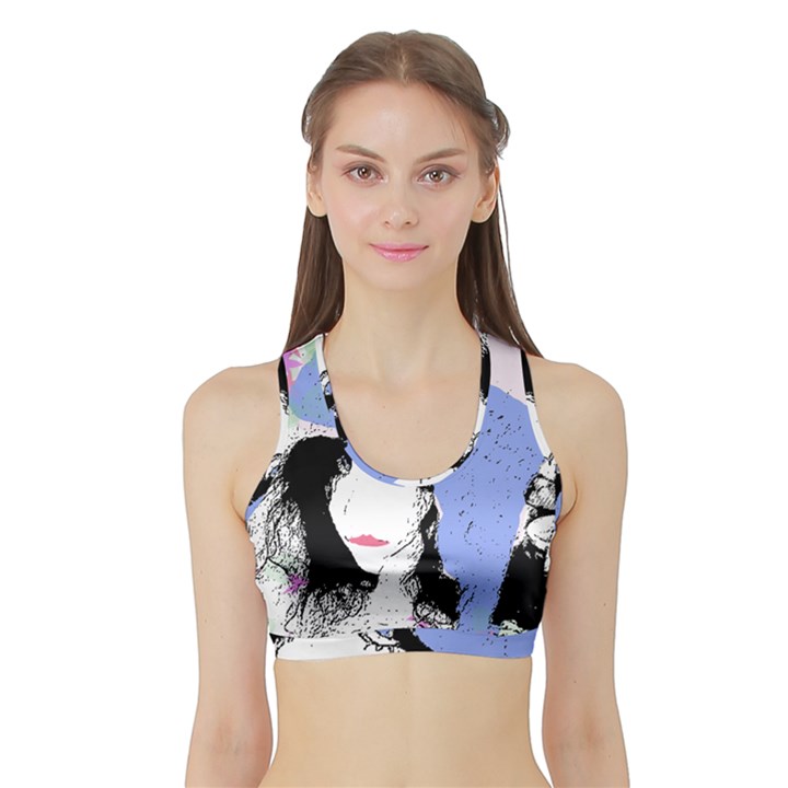 Girl With Hat Sports Bra with Border