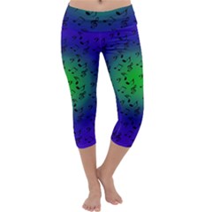 Blue Music Green Moon Capri Yoga Leggings by snowwhitegirl