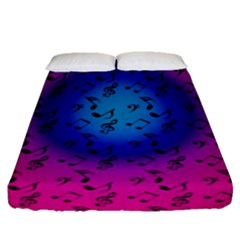 Pink Music Blue  Moon Fitted Sheet (queen Size) by snowwhitegirl