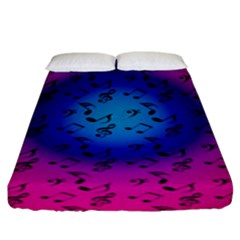 Pink Music Blue  Moon Fitted Sheet (king Size) by snowwhitegirl