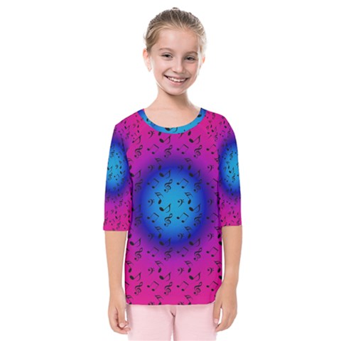 Pink Music Blue  Moon Kids  Quarter Sleeve Raglan Tee by snowwhitegirl