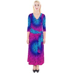 Pink Music Blue  Moon Quarter Sleeve Wrap Maxi Dress by snowwhitegirl