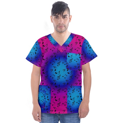 Pink Music Blue  Moon Men s V-neck Scrub Top by snowwhitegirl