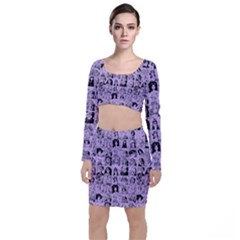 Lilac Yearbok Long Sleeve Crop Top & Bodycon Skirt Set by snowwhitegirl