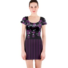 Violet Roses Short Sleeve Bodycon Dress