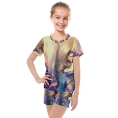 Galaxy Gals Kids  Mesh Tee And Shorts Set