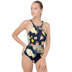 Food High Neck One Piece Swimsuit