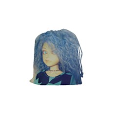 Blue Hair Boy Drawstring Pouch (small) by snowwhitegirl