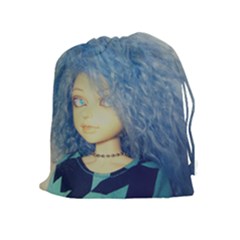 Blue Hair Boy Drawstring Pouch (xl) by snowwhitegirl