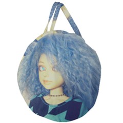 Blue Hair Boy Giant Round Zipper Tote by snowwhitegirl