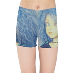 Blue Hair Boy Kids Sports Shorts by snowwhitegirl