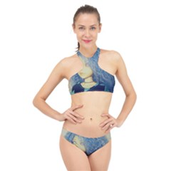 Blue Hair Boy High Neck Bikini Set by snowwhitegirl