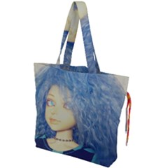 Blue Hair Boy Drawstring Tote Bag by snowwhitegirl