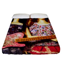 Playing The Guitar Fitted Sheet (queen Size) by snowwhitegirl