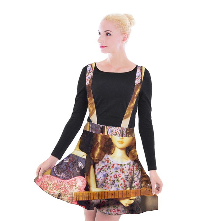 Playing The Guitar Suspender Skater Skirt