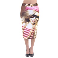 Cover Girl Velvet Midi Pencil Skirt by snowwhitegirl