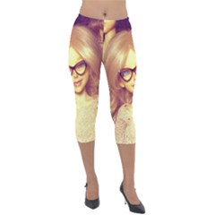 Girls With Glasses Lightweight Velour Capri Leggings 