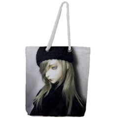 Black Angel Full Print Rope Handle Tote (large) by snowwhitegirl