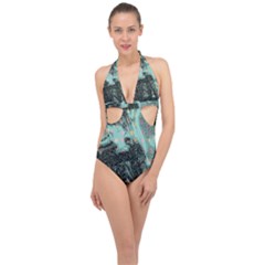 Grainy Angelica Halter Front Plunge Swimsuit