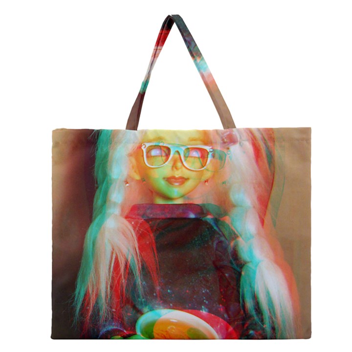 Eating Lunch 3d Zipper Large Tote Bag