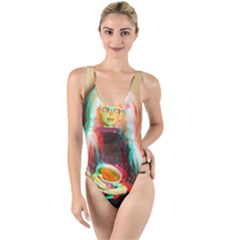 Eating Lunch 3d High Leg Strappy Swimsuit