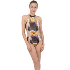 Eating Lunch Halter Side Cut Swimsuit