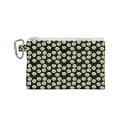 Antique Flowers Black Canvas Cosmetic Bag (small) by snowwhitegirl