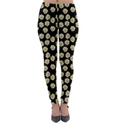 Antique Flowers Black Lightweight Velour Leggings