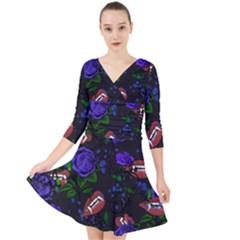 Blue Rose Vampire Quarter Sleeve Front Wrap Dress by snowwhitegirl