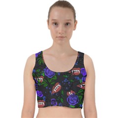 Blue Rose Vampire Velvet Racer Back Crop Top