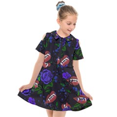 Blue Rose Vampire Kids  Short Sleeve Shirt Dress